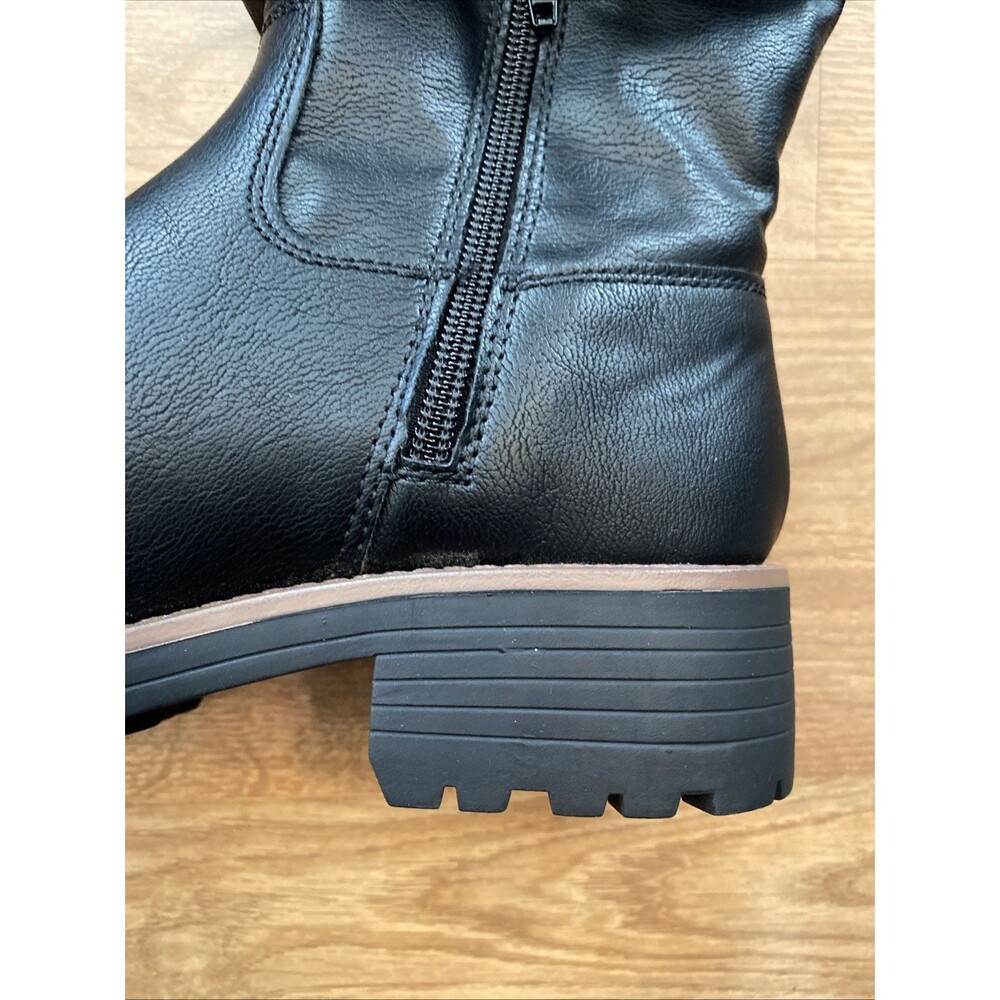 Sun + Stone Nelliee Black Slouch Mid Calf Lug Sole Boots Size 7 Trendy - Picture 5 of 10